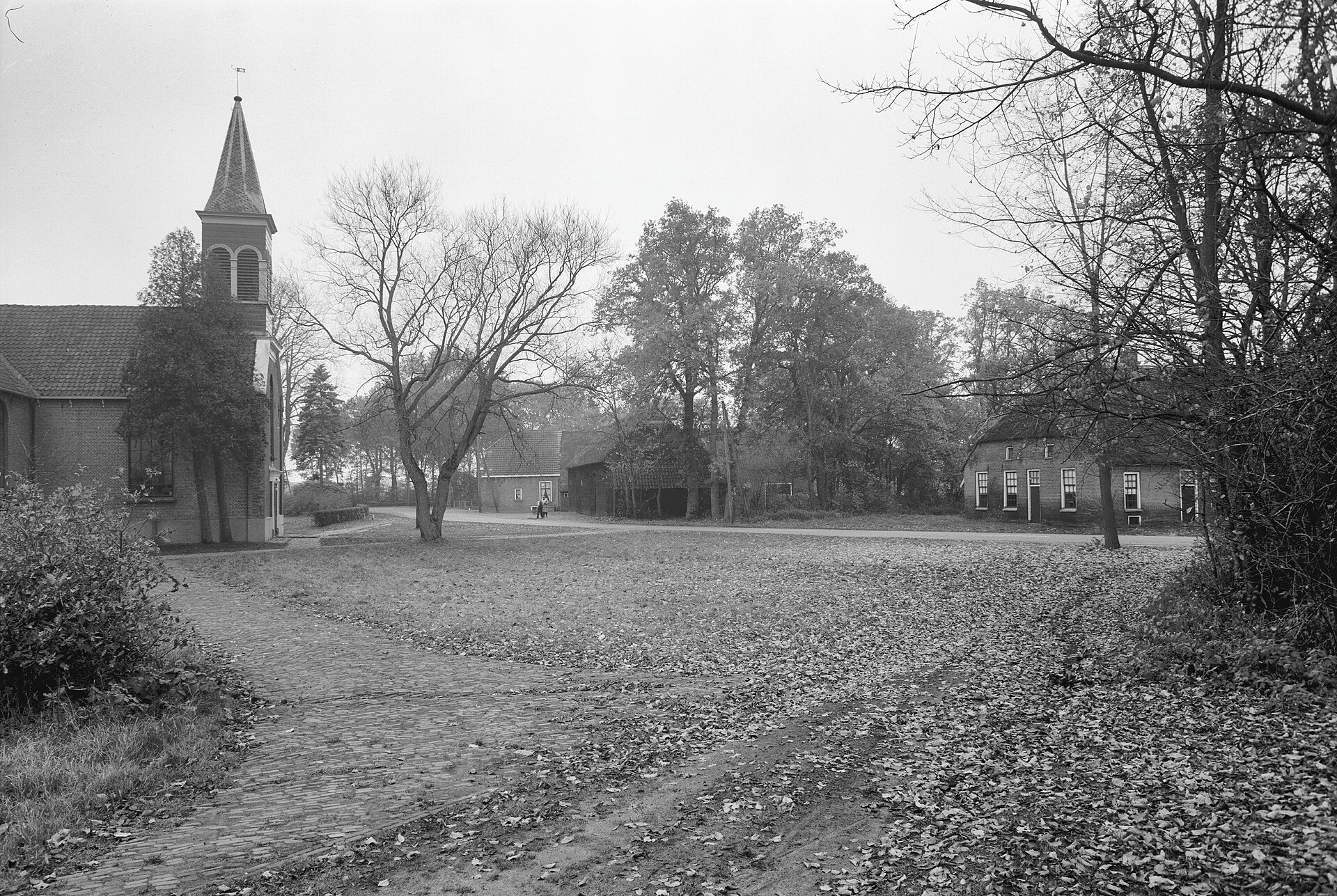 Historisch dorpsgezicht van Oud-Avereest met de Reestkerk en oude boerderijen